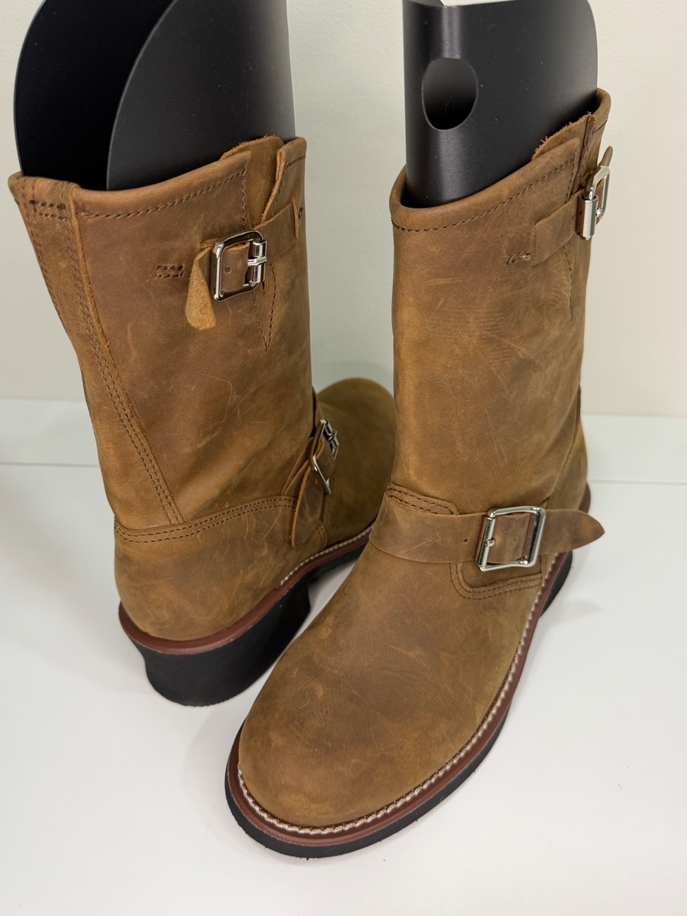 Jeffrey Campbell Brown Distressed Leather Engineer Moto Boots 7.5 NWOT